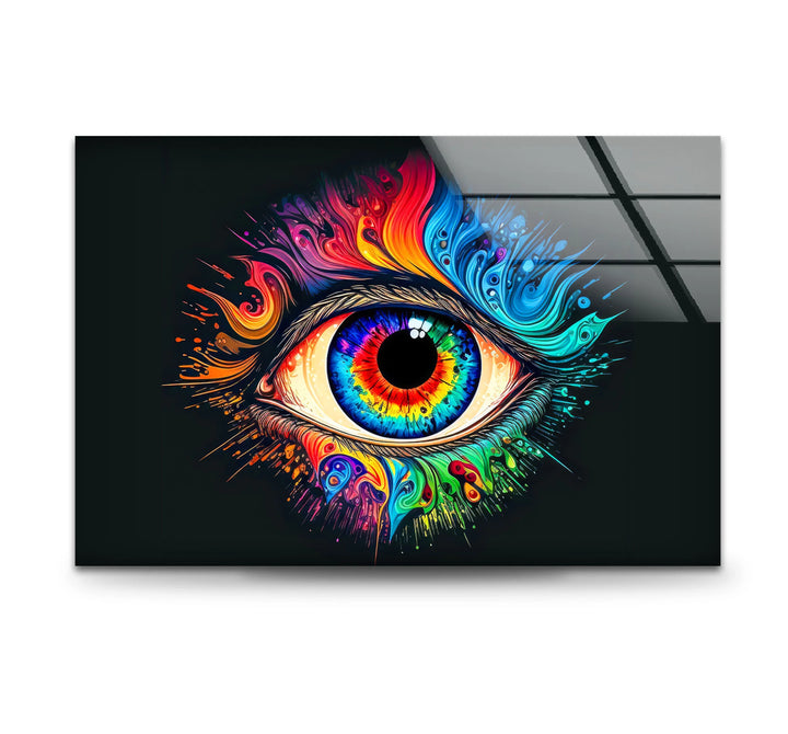 Psychedelic Eye Wall Art – Vibrant Abstract Glass Print with Rainbow Colors for Bold Modern Interiors - MyPhotoStation