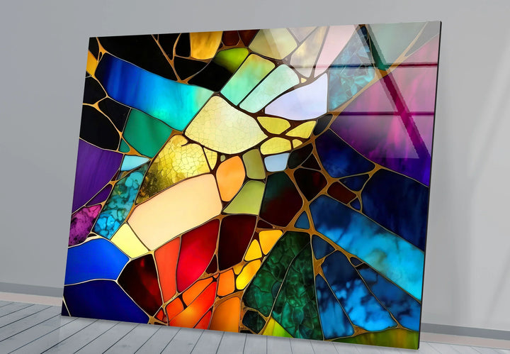 Fractured Stained Glass Wall Art – Colorful Abstract Glass Print for Modern or Artistic Interiors - MyPhotoStation