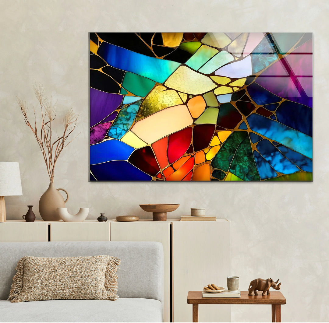 Fractured Stained Glass Wall Art – Colorful Abstract Glass Print for Modern or Artistic Interiors - MyPhotoStation