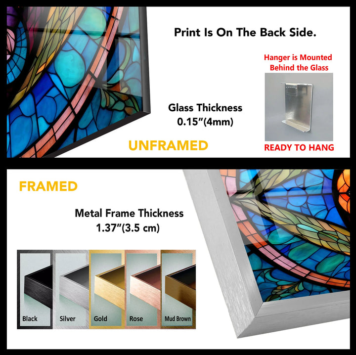 Stained Glass Mandala Wall Art – Colorful Symmetrical Glass Print for Boho, Spiritual, or Artistic Interiors - MyPhotoStation