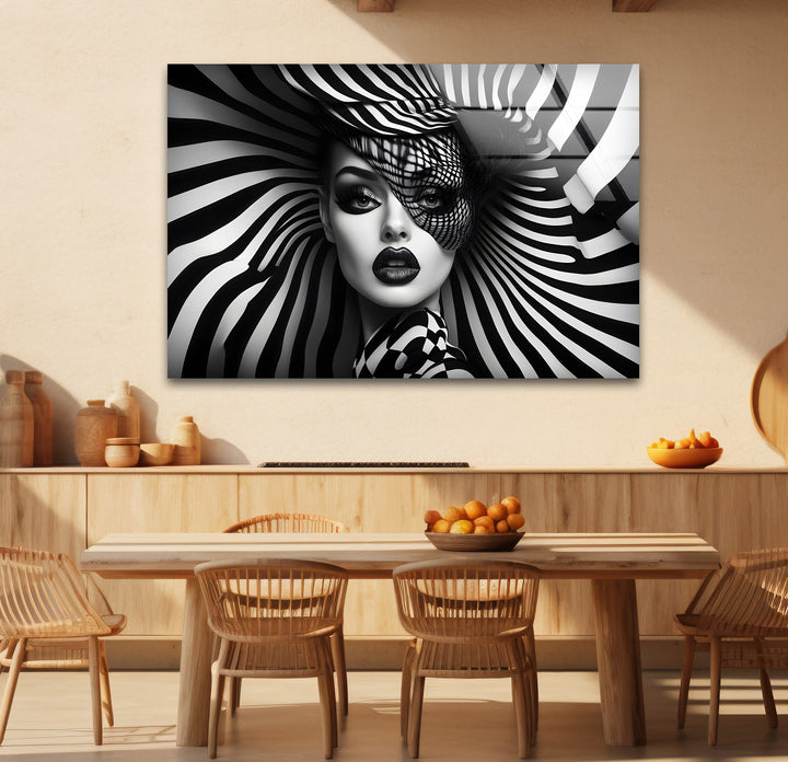 Sophisticated black and white framed art capturing the elegance of a woman’s face in a timeless design
