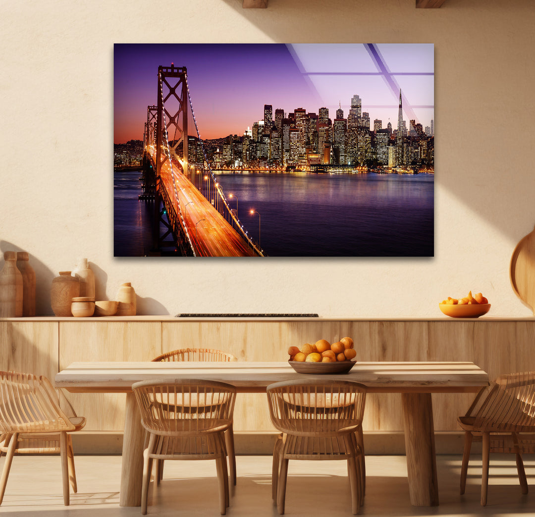 San Francisco Glaswandkunst – Bay Bridge und Lichter der Stadt