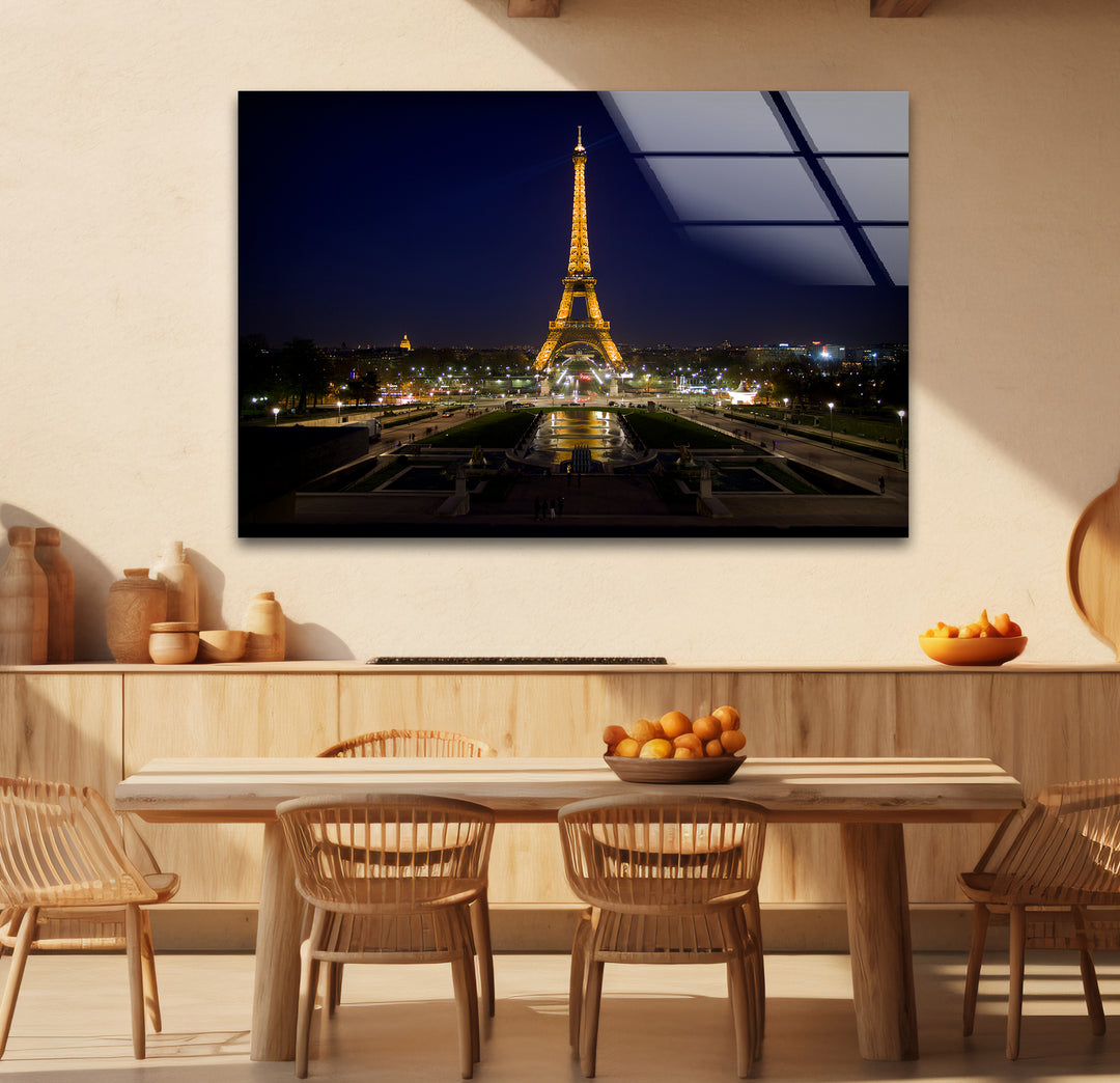 Eiffelturm-Wandkunst aus Glas – Skyline von Paris bei Nacht