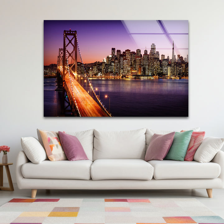 San Francisco Glaswandkunst – Bay Bridge und Lichter der Stadt