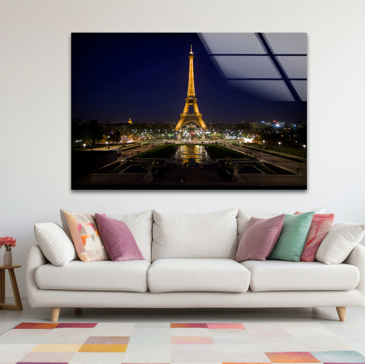 Eiffelturm-Wandkunst aus Glas – Skyline von Paris bei Nacht