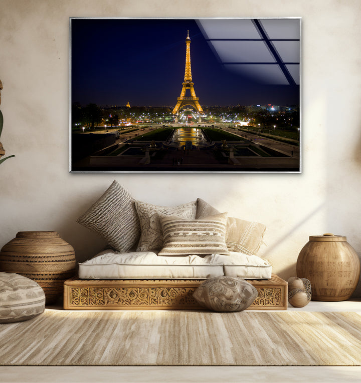 Eiffelturm-Wandkunst aus Glas – Skyline von Paris bei Nacht