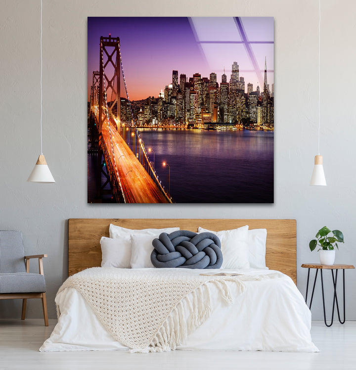 San Francisco Glaswandkunst – Bay Bridge und Lichter der Stadt