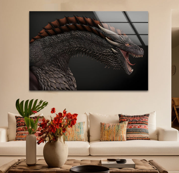 Fierce Dragon: A vivid, fierce dragon in flight, adding depth and power to your home decor.
