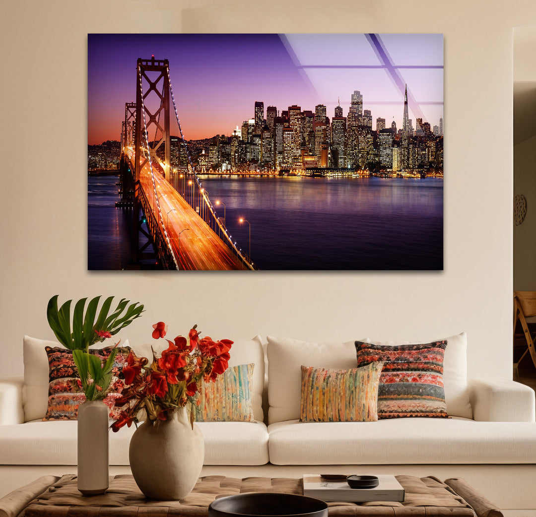 San Francisco Glaswandkunst – Bay Bridge und Lichter der Stadt