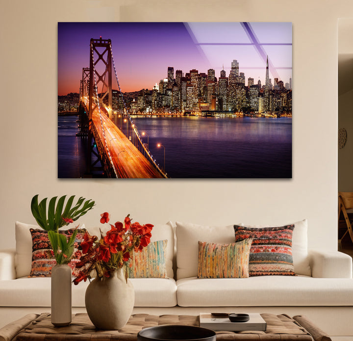 San Francisco Glaswandkunst – Bay Bridge und Lichter der Stadt