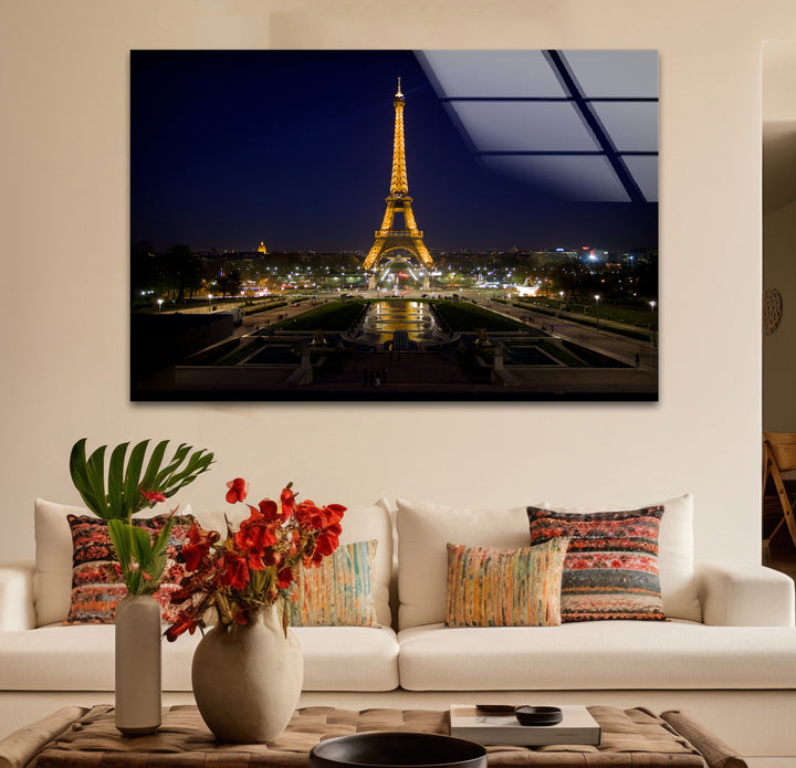 Eiffelturm-Wandkunst aus Glas – Skyline von Paris bei Nacht