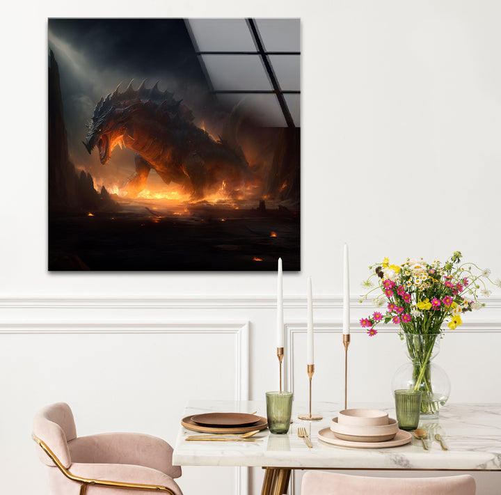 Fierce Dragon: A mighty dragon in flames, adding a dramatic touch to your walls.
