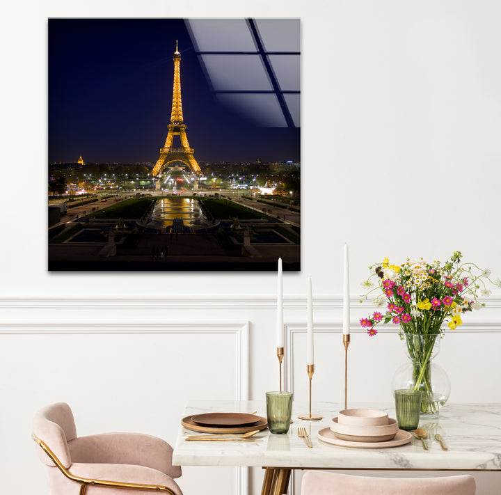 Eiffelturm-Wandkunst aus Glas – Skyline von Paris bei Nacht