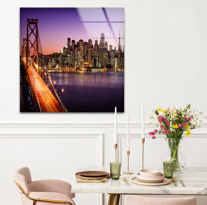 San Francisco Glaswandkunst – Bay Bridge und Lichter der Stadt