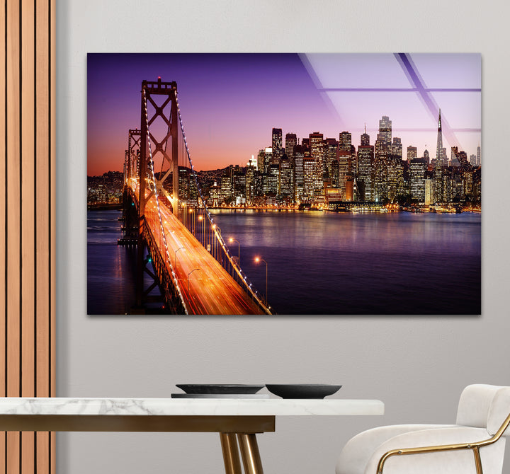 San Francisco Glaswandkunst – Bay Bridge und Lichter der Stadt