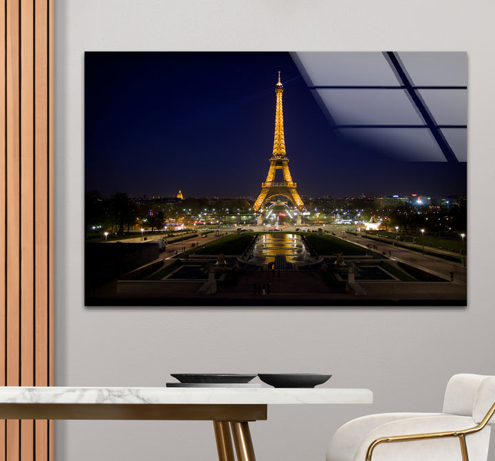 Eiffelturm-Wandkunst aus Glas – Skyline von Paris bei Nacht