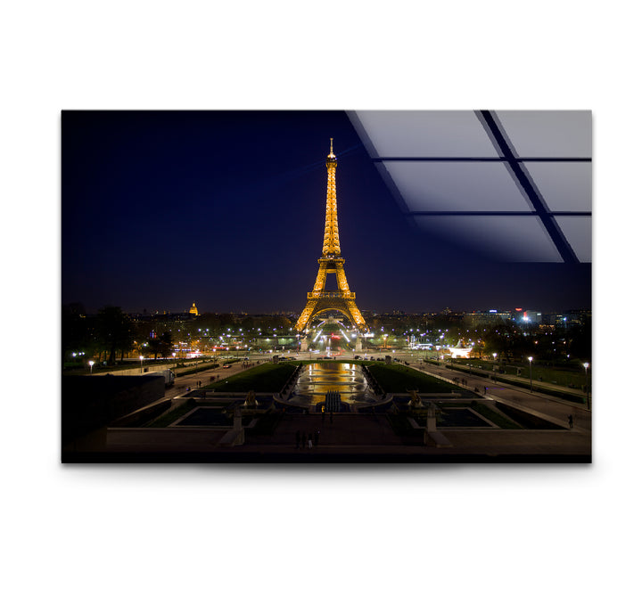 Eiffelturm-Wandkunst aus Glas – Skyline von Paris bei Nacht