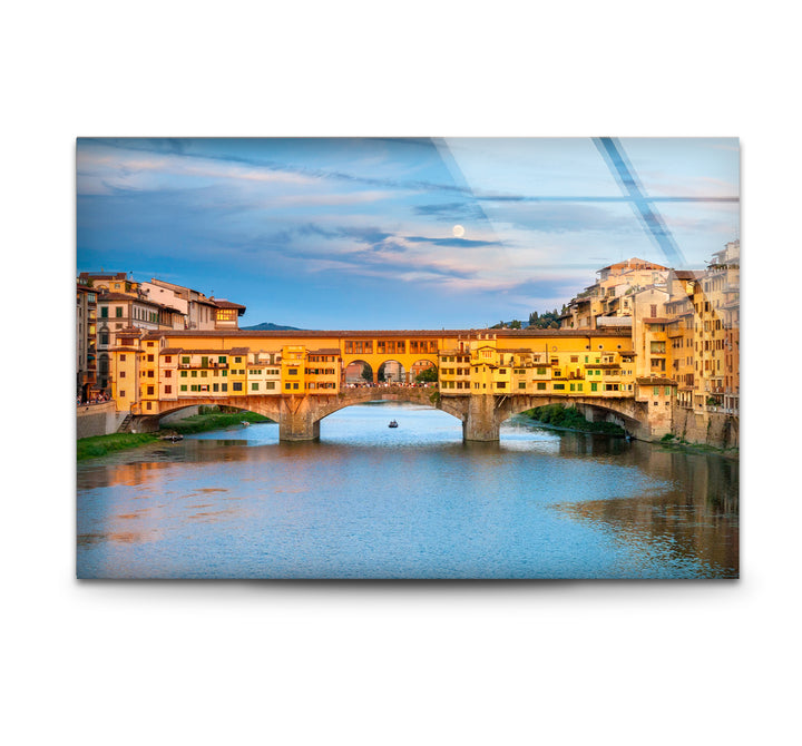 Glaswandkunst in Florenz – Ponte Vecchio über dem Fluss Arno