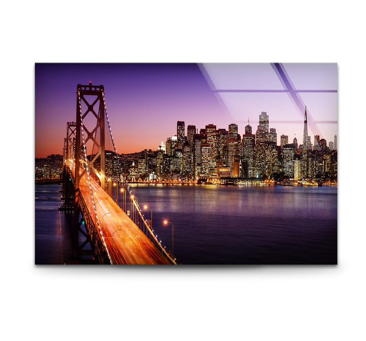 San Francisco Glaswandkunst – Bay Bridge und Lichter der Stadt