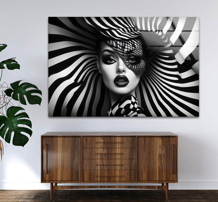 Timeless black and white paintings of a woman’s face perfect for adding sophistication to any space
