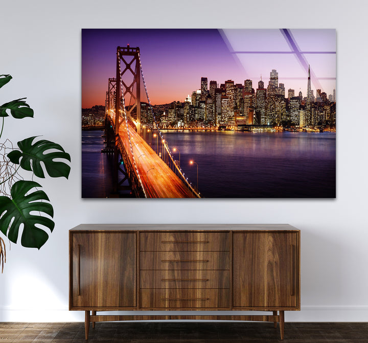 San Francisco Glaswandkunst – Bay Bridge und Lichter der Stadt