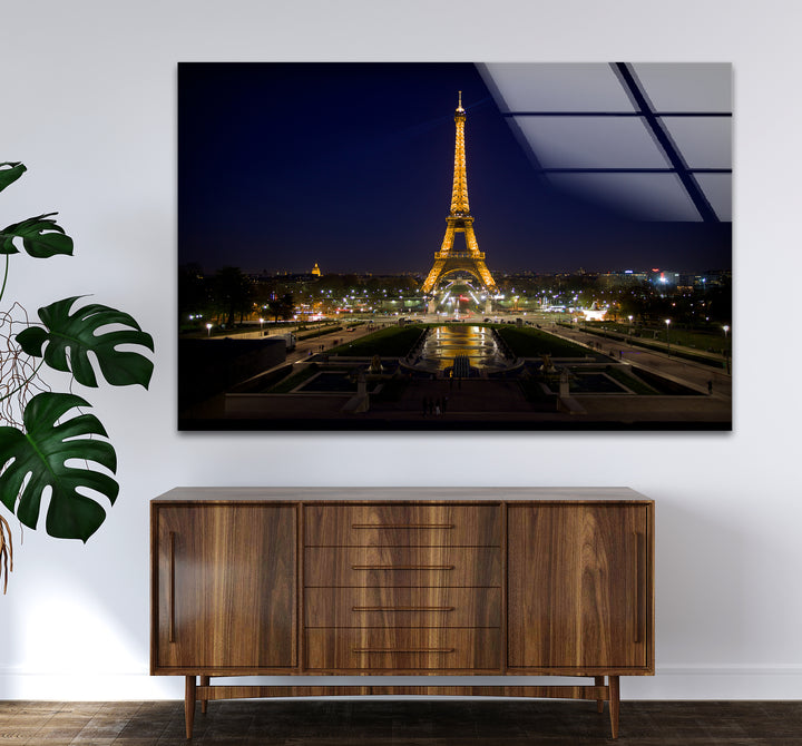 Eiffelturm-Wandkunst aus Glas – Skyline von Paris bei Nacht