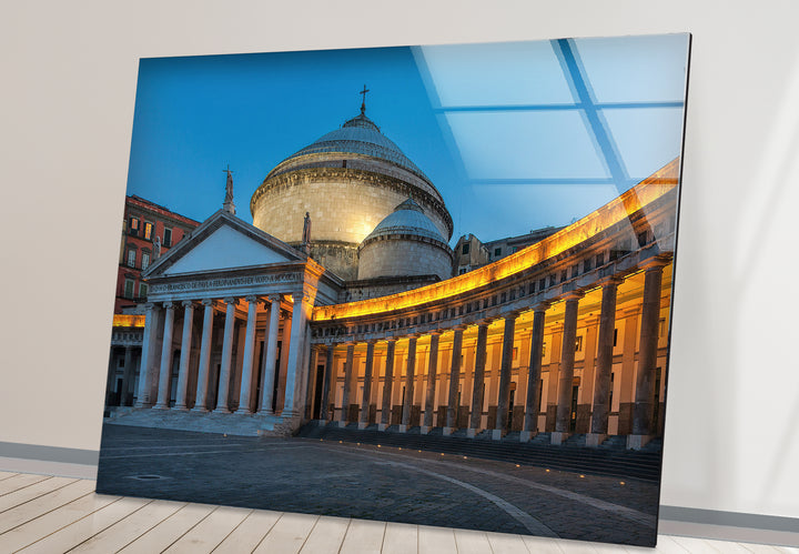 Neapel Glaswandkunst – Piazza del Plebiscito in der Dämmerung