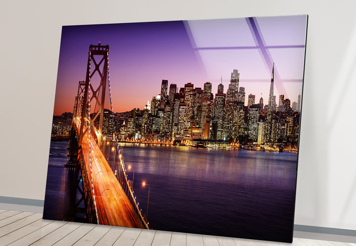 San Francisco Glaswandkunst – Bay Bridge und Lichter der Stadt