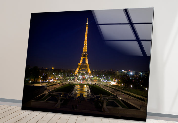 Eiffelturm-Wandkunst aus Glas – Skyline von Paris bei Nacht
