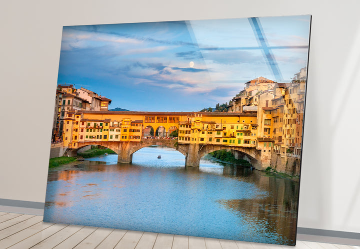 Glaswandkunst in Florenz – Ponte Vecchio über dem Fluss Arno