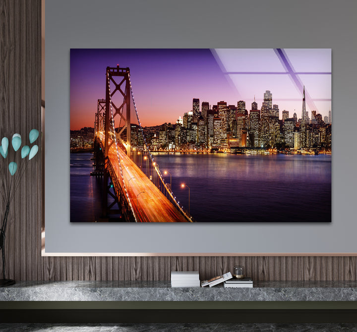 San Francisco Glaswandkunst – Bay Bridge und Lichter der Stadt
