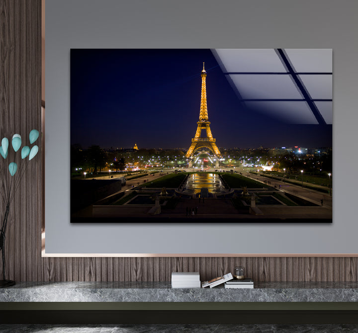 Eiffelturm-Wandkunst aus Glas – Skyline von Paris bei Nacht