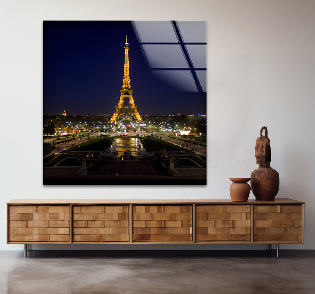 Eiffelturm-Wandkunst aus Glas – Skyline von Paris bei Nacht