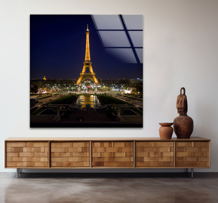 Eiffelturm-Wandkunst aus Glas – Skyline von Paris bei Nacht