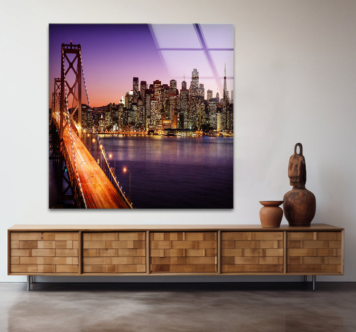 San Francisco Glaswandkunst – Bay Bridge und Lichter der Stadt