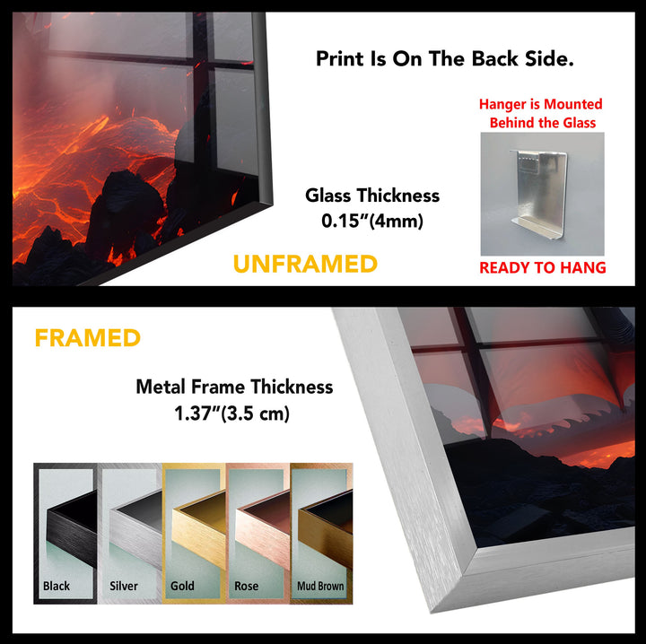 Fiery Red Dragon: A Majestic Fantasy Artwork on Glass Wall Art