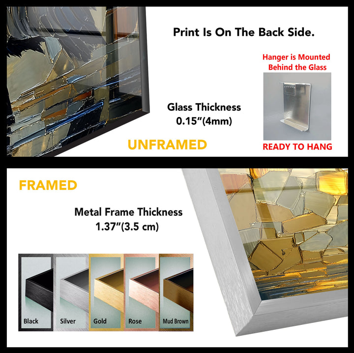 Goldenes Licht – Reiher in Mosaik-Leuchtglas-Wandkunst