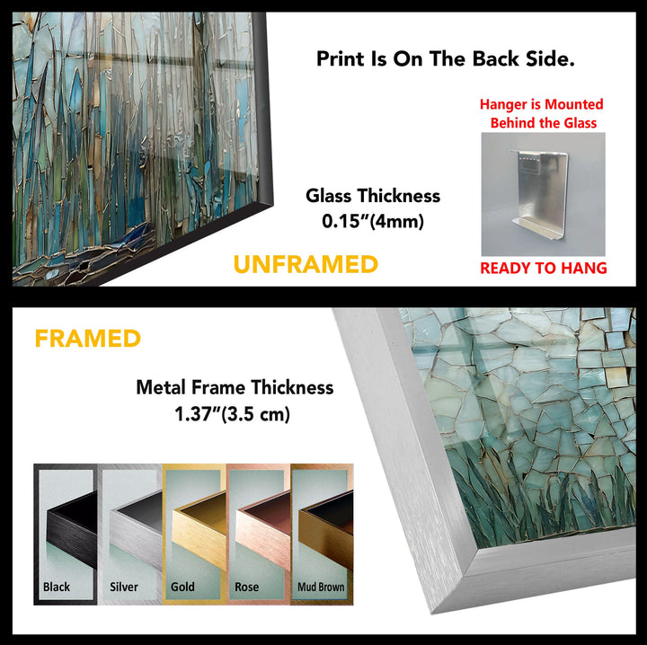 Mosaic Majesty – Blauer Reiher, Glaswandkunst