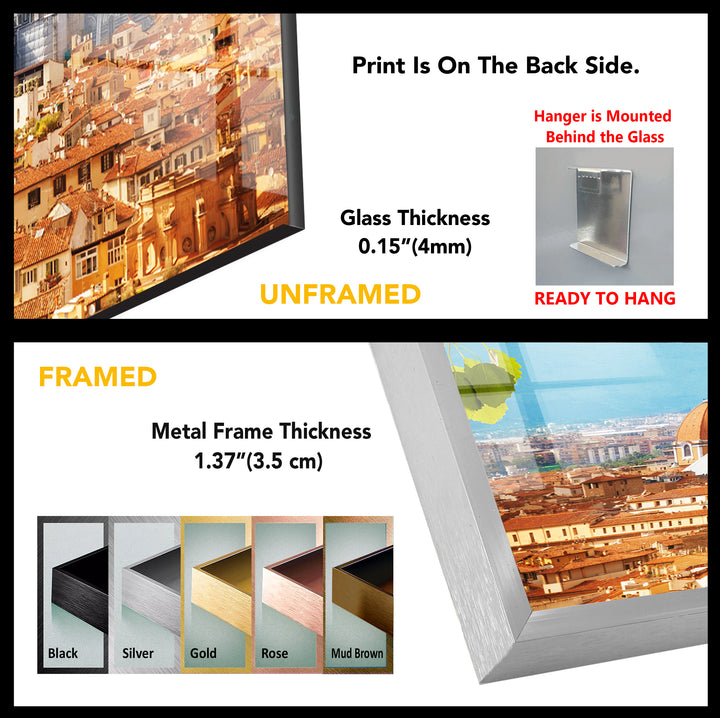 Florence Skyline Glass Wall Art – Duomo Cathedral & City View
