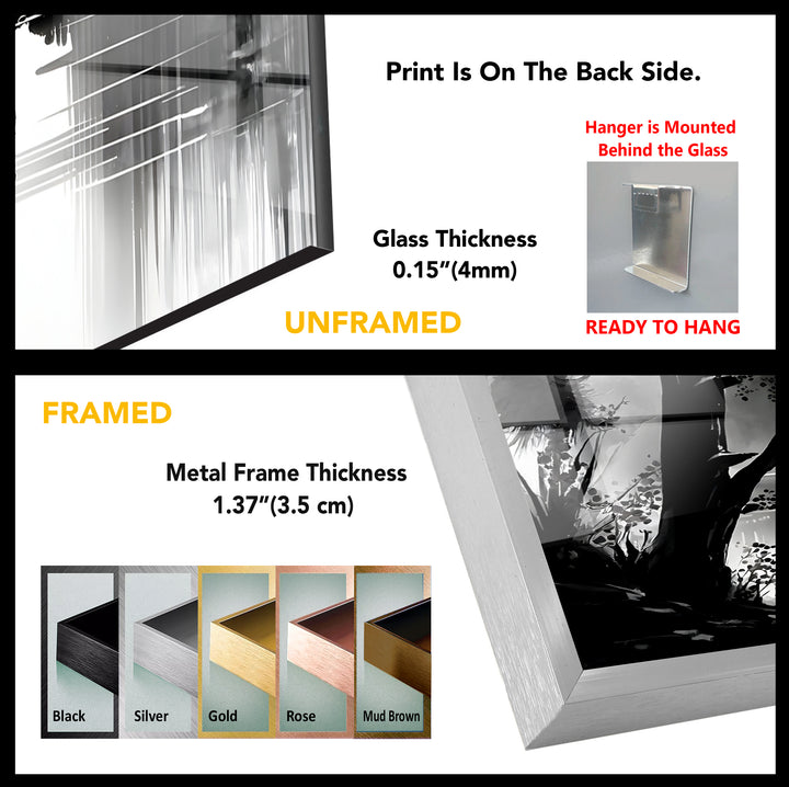Black And White Lake View Glass Wall Art