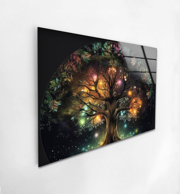 Glowing Life of Tree Glass Wall Art, large glass photo prints, glass wall photos