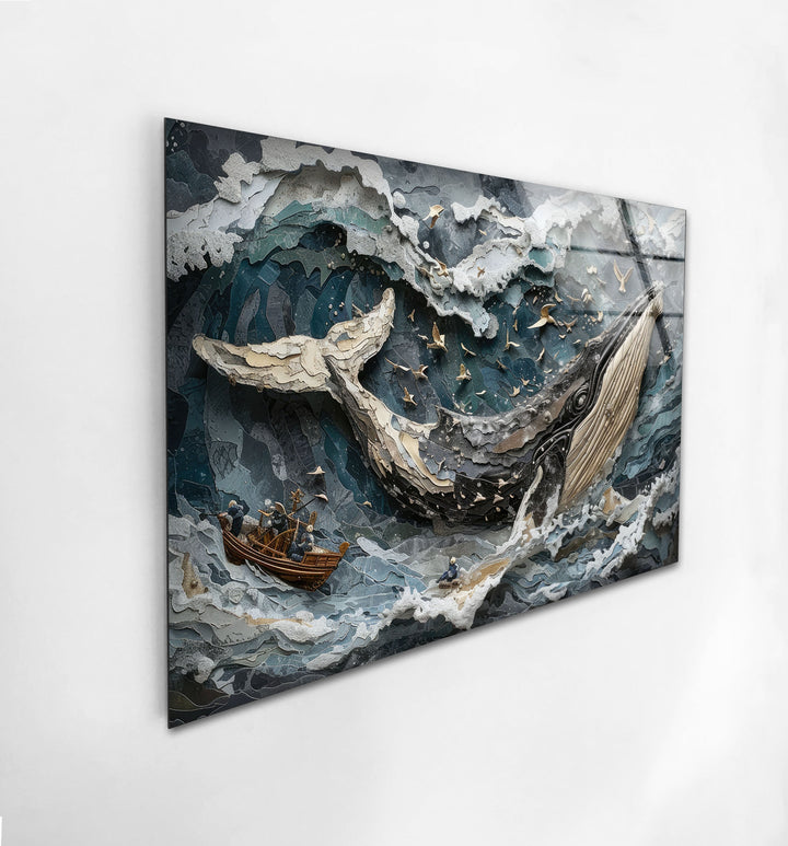 Giant Whale Glass Wall Art print on glass, glass printed photos