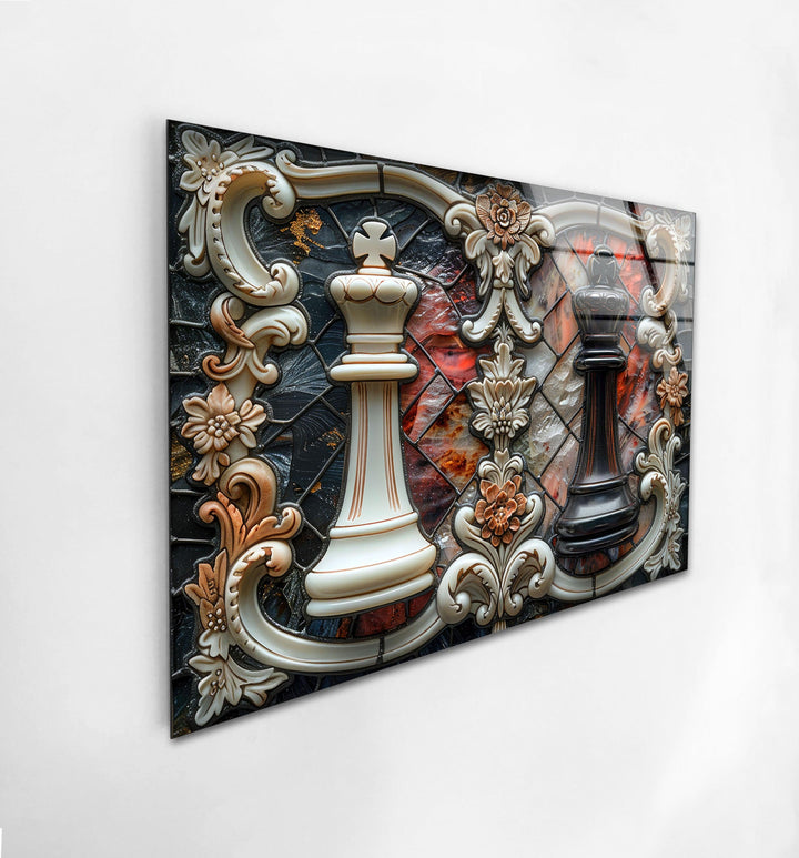 Weißes Schachglas-Wandbild
