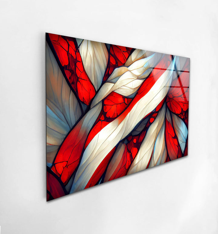 Stained Red Wave Glass Wall Art, photo print on glass, prints on glass wall art