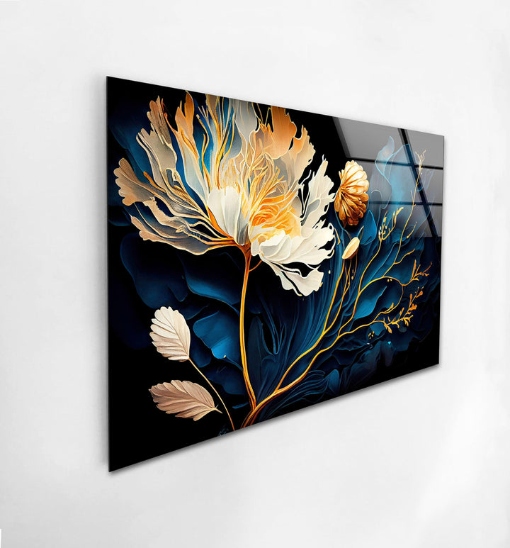 Botanical Flower Alcohol Ink Glass Wall Art, glass art painting, glass art for the Wall