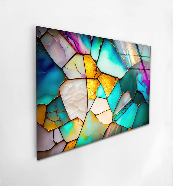 Cracked Stained Glass Wall Art photo print on glass, prints on glass wall art