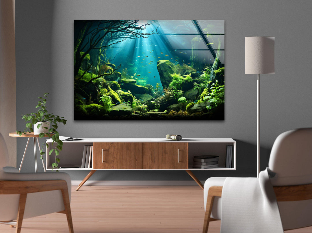 The beauty of aquatic life captured in vibrant hues in this underwater forest scene.
