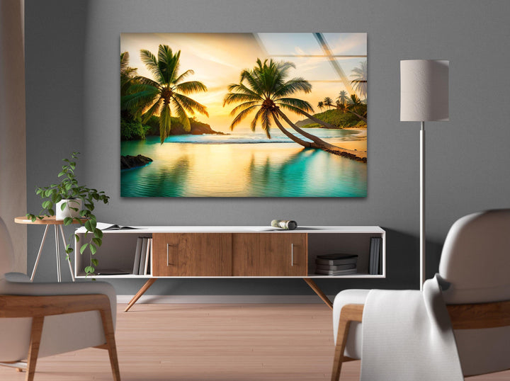 Exotic palm tree decor capturing a serene tropical escape.
