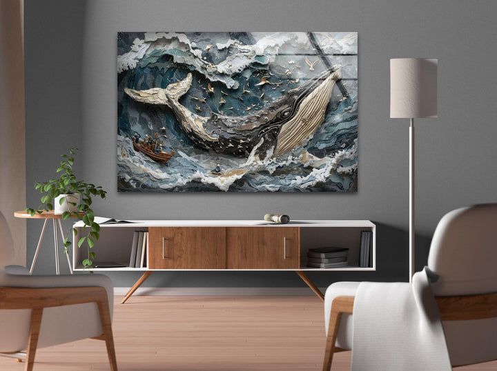 Giant Whale Glass Wall Art picture on glass wall art, photos printed on glass