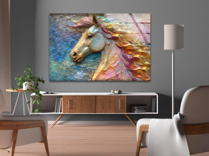 Shiny Unicorn Glass Wall Art stained glass wall art, stained glass wall decor